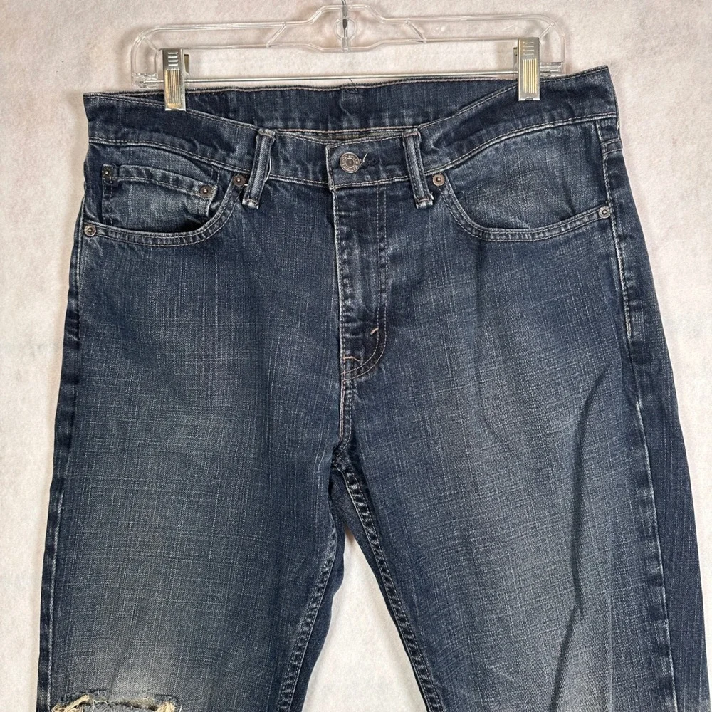 Levi's Jeans Mens 34x32 511 Slim Dark Wash Good Distressed Denim Pants